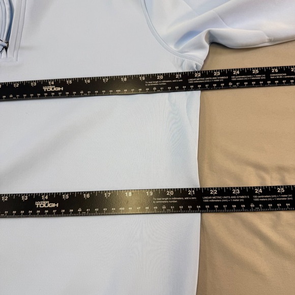 USA Palm Sky Blue Quarter Zip Pullover Long Sleeve Shirt Mens M Polyester Spandx - Picture 9 of 16